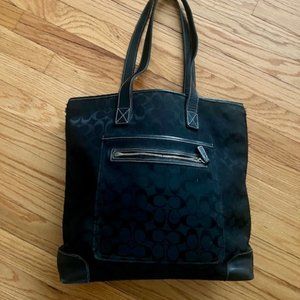 COACH black signature C fabric tote
